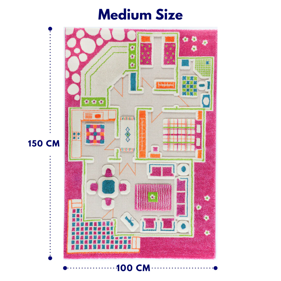 IVI 3D Play Carpet, Pink Playhouse Design
