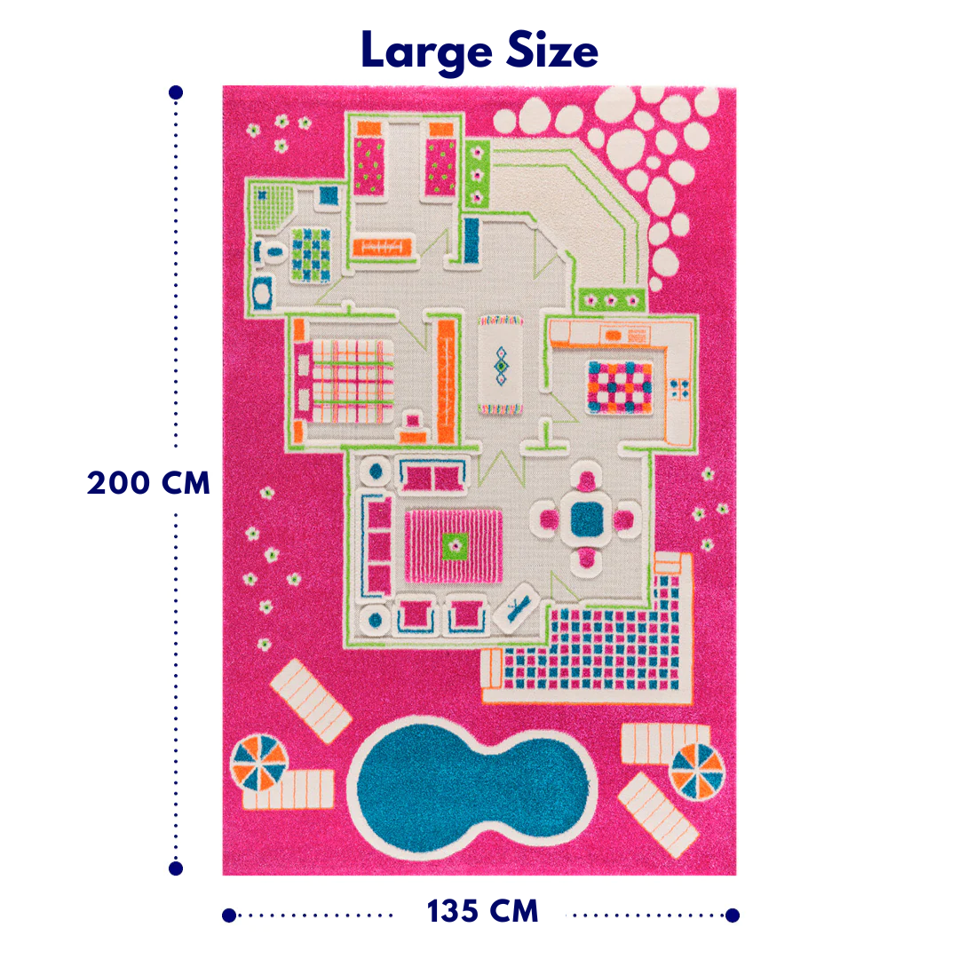 IVI 3D Play Carpet, Pink Playhouse Design
