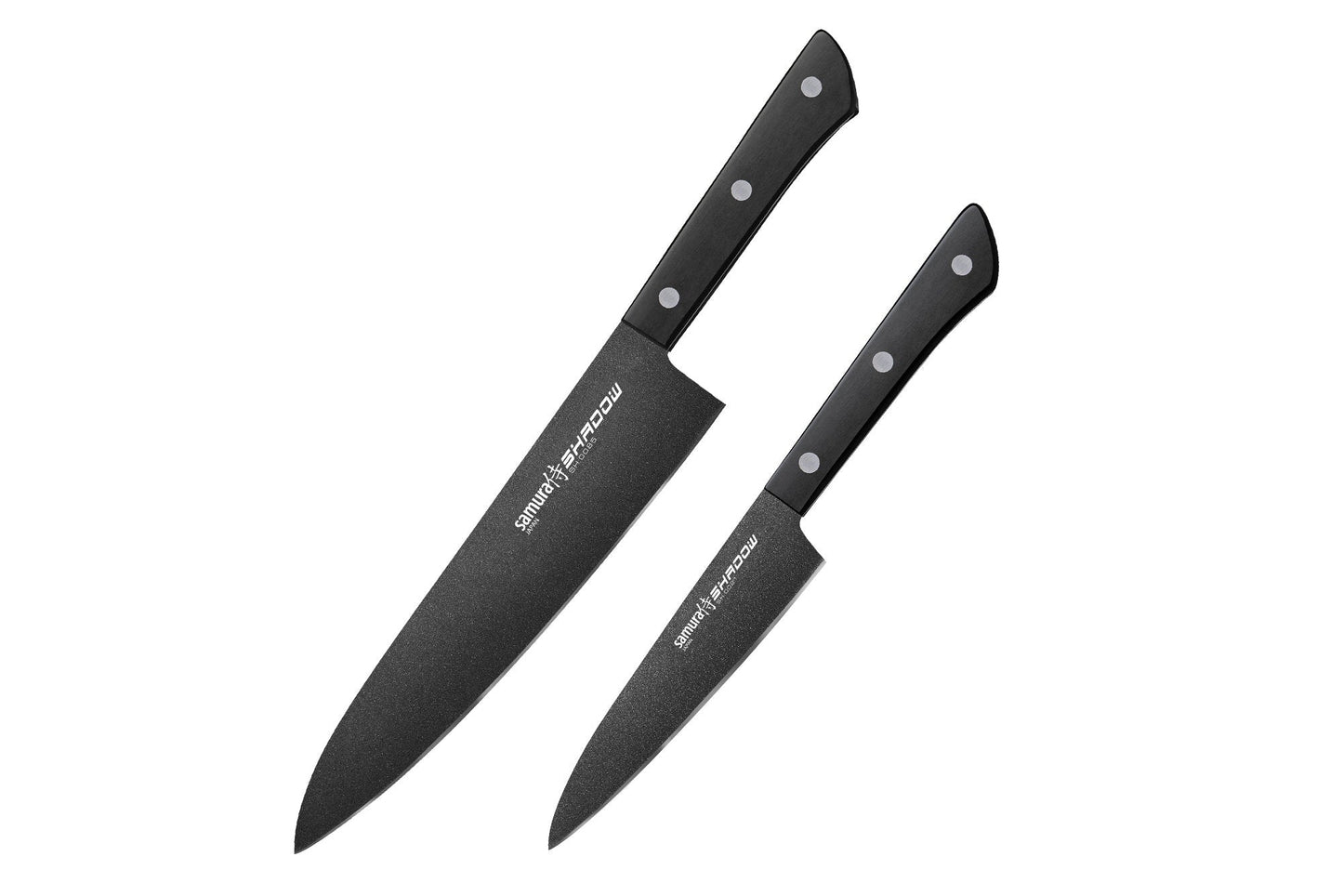 Samura Samura SHADOW Set of 2 kitchen knives: Chef's knife, Utility knife with black non-stick coating - Neo Essentials Store