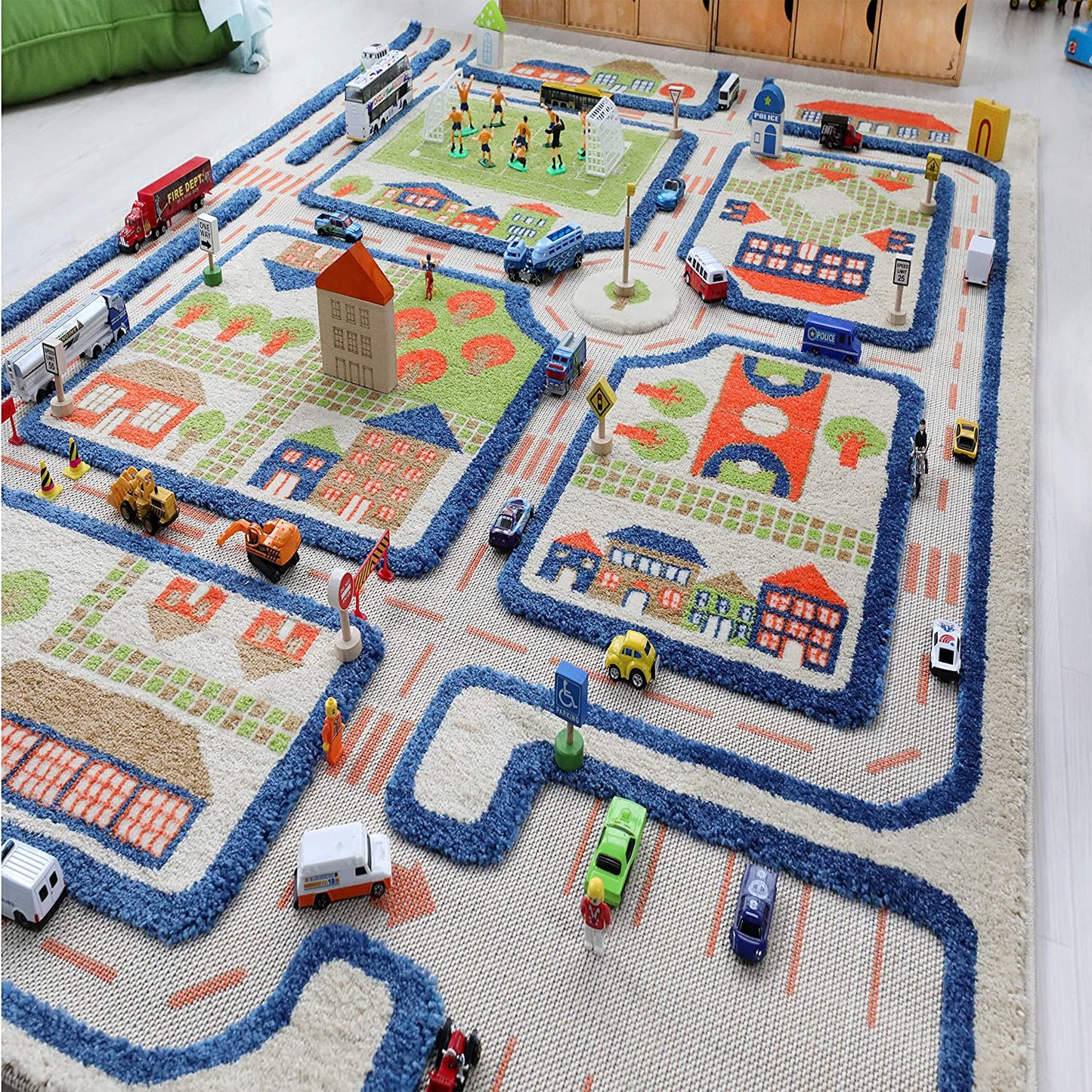 IVI 3D Play Carpet, Traffic Blue Design - Large Size (180cm x 135cm) - Neo Essentials Store