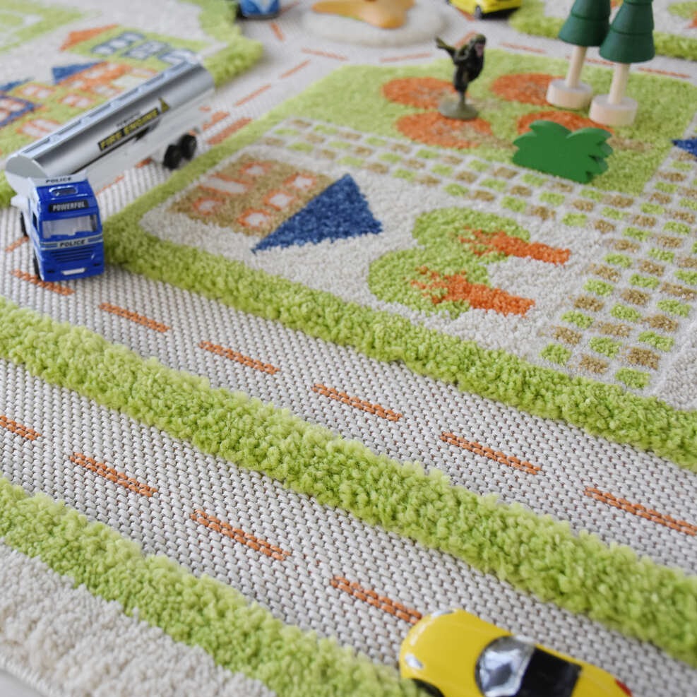 IVI 3D Play Carpet, Traffic Green Design - XLarge Size (230cm x 160cm) - Neo Essentials Store