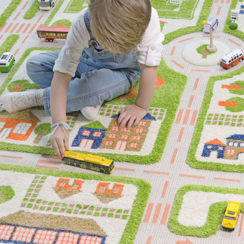 IVI 3D Play Carpet, Traffic Green Design - XLarge Size (230cm x 160cm) - Neo Essentials Store