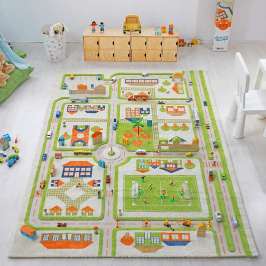 IVI 3D Play Carpet, Traffic Green Design - XLarge Size (230cm x 160cm) - Neo Essentials Store