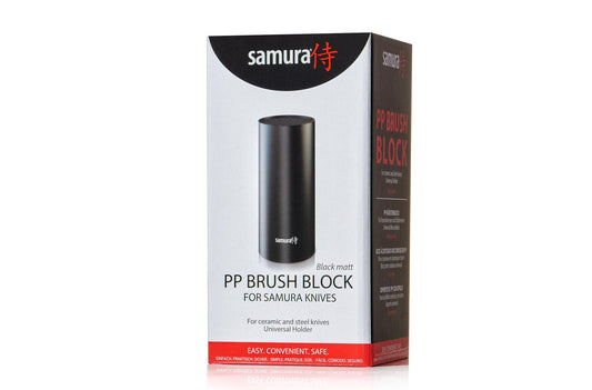 Samura Samura Brush block for knives with soft touch coating, 11x11x22.5 cm, Black color - Neo Essentials Store