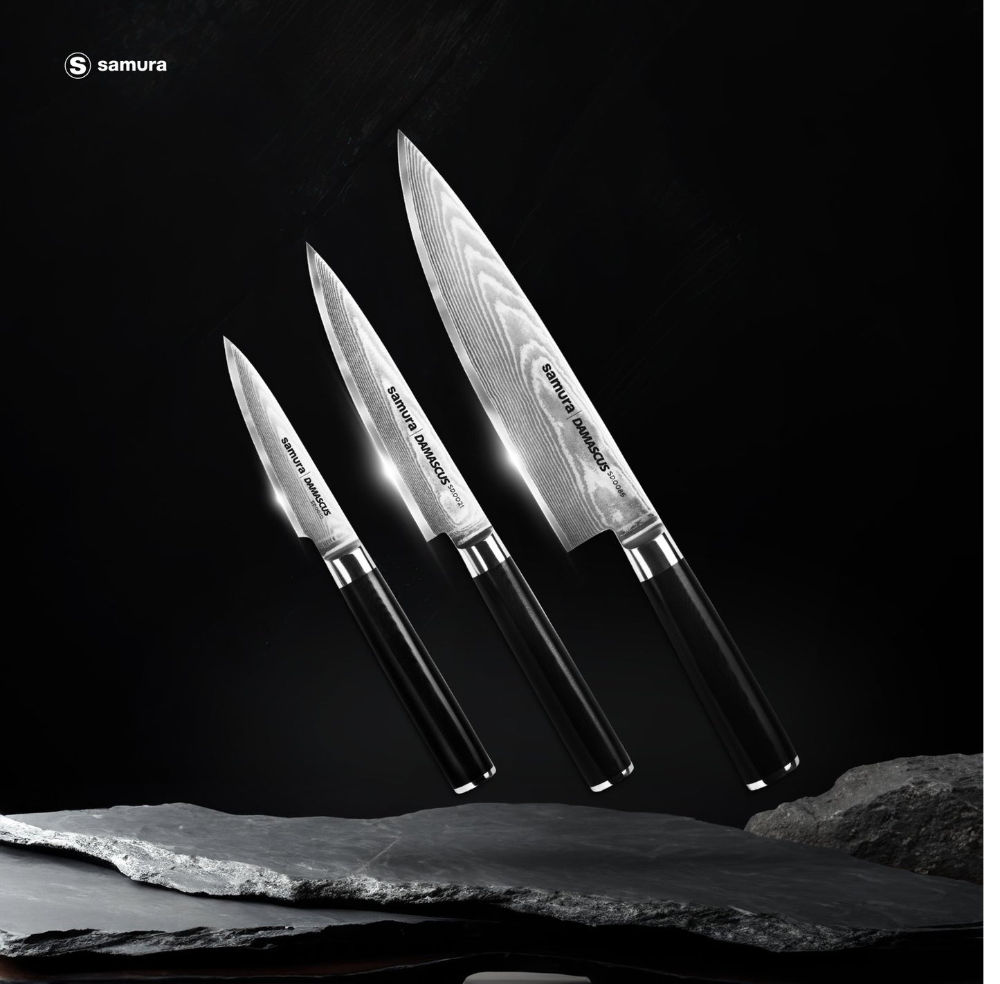 Samura Samura DAMASCUS Set of 3 kitchen knives IN A GIFT BOX: Paring knife, Utility knife, Chef's knife - Neo Essentials Store