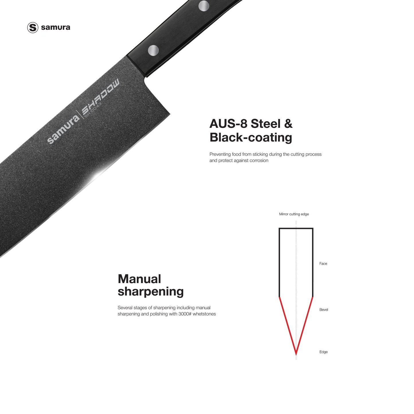 Samura Samura SHADOW Nakiri knife with black non-stick coating 6.7"/170 mm - Neo Essentials Store