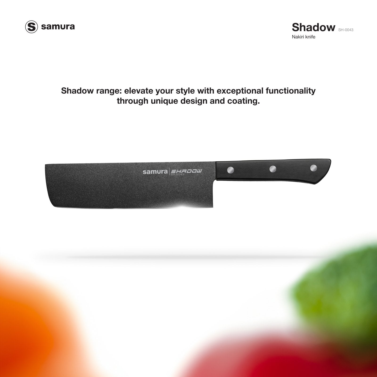 Samura Samura SHADOW Nakiri knife with black non-stick coating 6.7"/170 mm - Neo Essentials Store