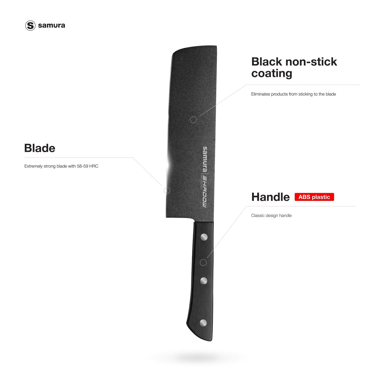 Samura Samura SHADOW Nakiri knife with black non-stick coating 6.7"/170 mm - Neo Essentials Store