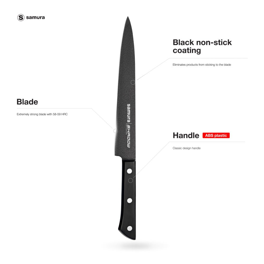 Samura SHADOW Slicing knife with black non - stick coating 7.7"/196 mm - Neo Essentials Store