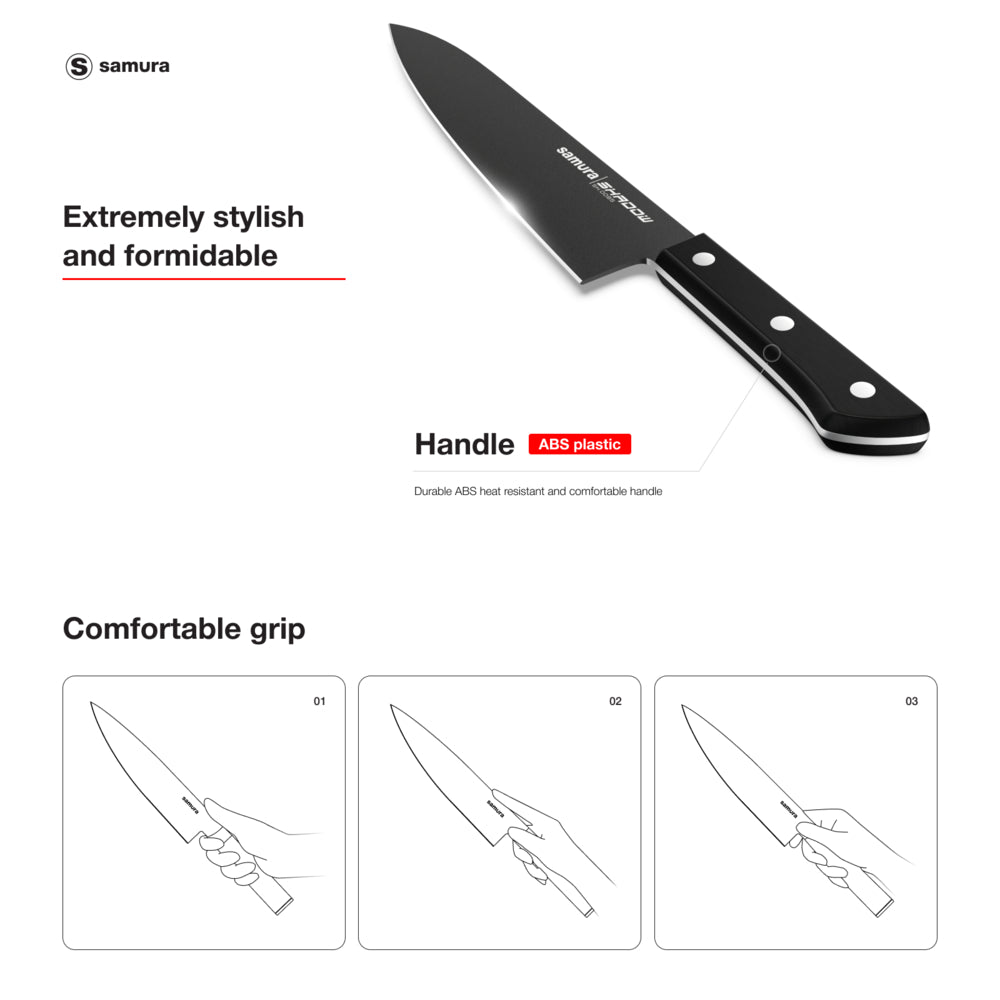 Samura SHADOW Slicing knife with black non - stick coating 7.7"/196 mm - Neo Essentials Store