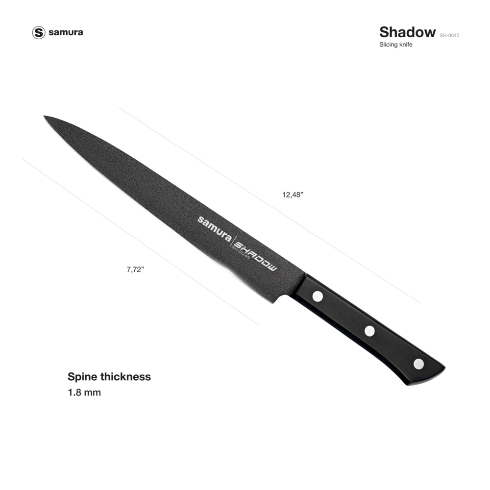 Samura SHADOW Slicing knife with black non - stick coating 7.7"/196 mm - Neo Essentials Store