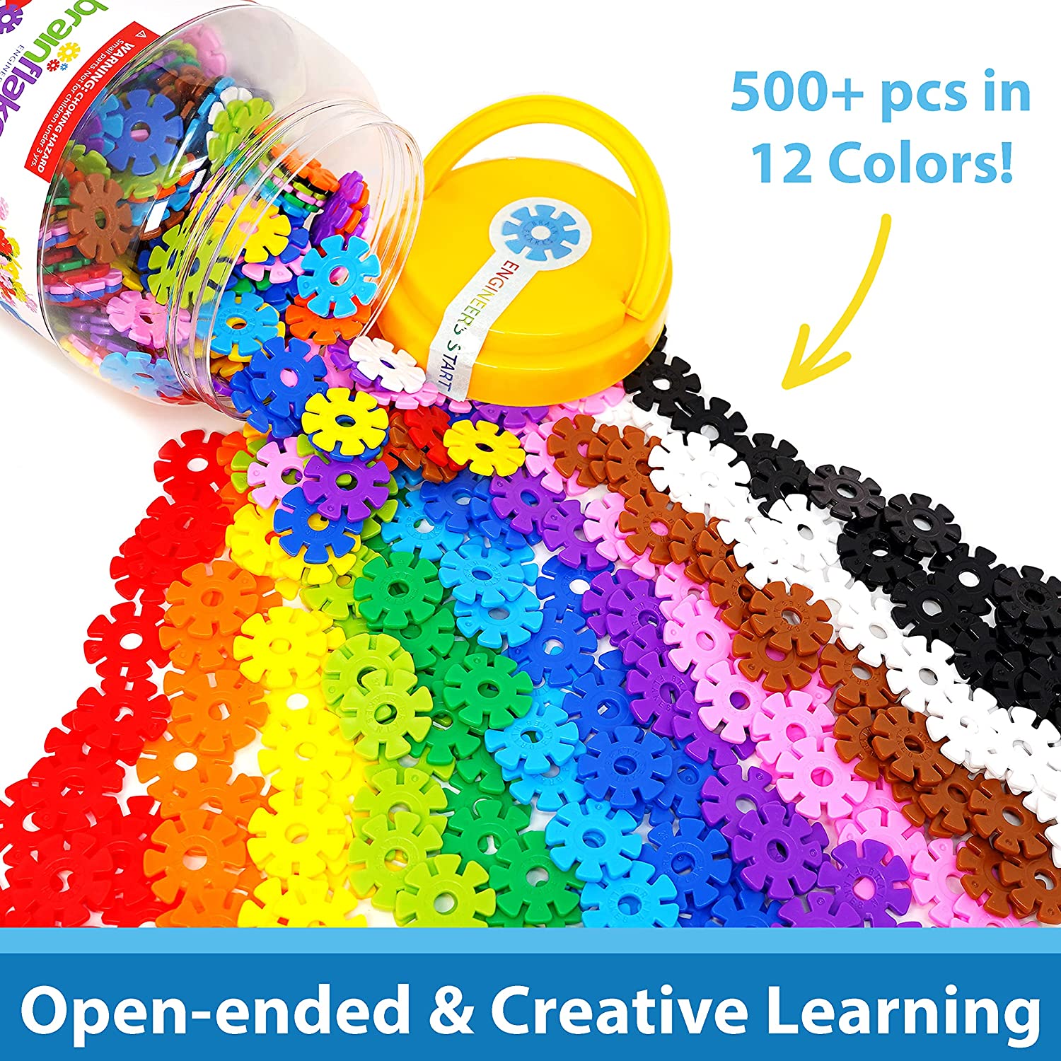 Brain Flakes 500 Piece Interlocking Plastic Disc Building Toy Set - Neo Essentials Store
