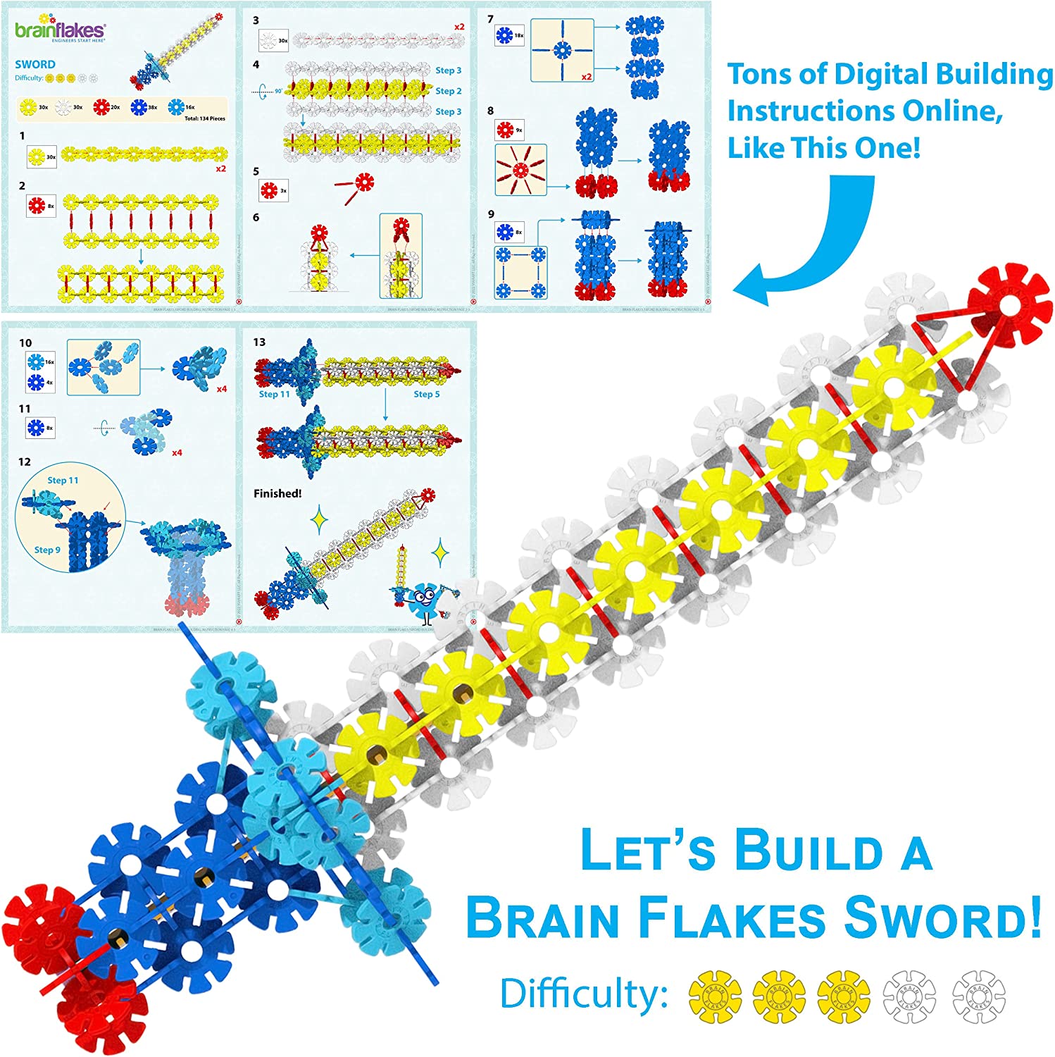 Brain Flakes 500 Piece Interlocking Plastic Disc Building Toy Set - Neo Essentials Store