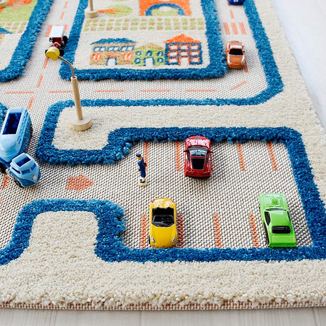 IVI 3D Play Carpet, Traffic Blue Design - Large Size (180cm x 135cm) - Neo Essentials Store