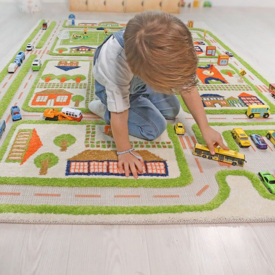 IVI 3D Play Carpet, Traffic Green Design - XLarge Size (230cm x 160cm) - Neo Essentials Store
