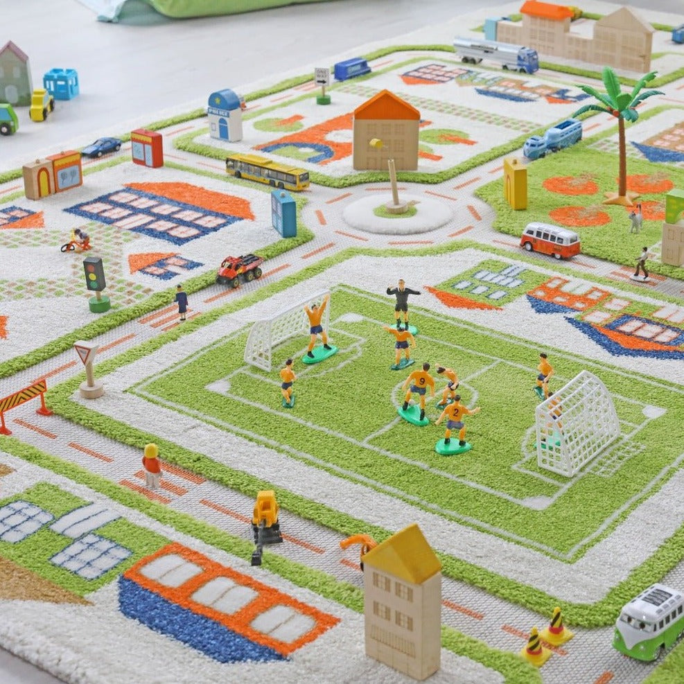 IVI 3D Play Carpet, Traffic Green Design - XLarge Size (230cm x 160cm) - Neo Essentials Store